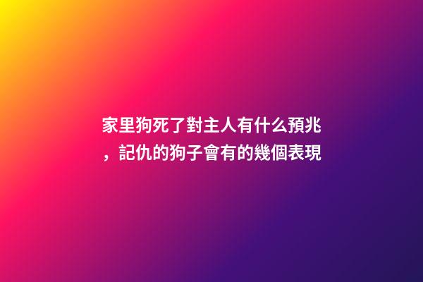 家里狗死了對主人有什么預兆，記仇的狗子會有的幾個表現