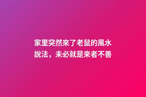 家里突然來了老鼠的風水說法，未必就是來者不善