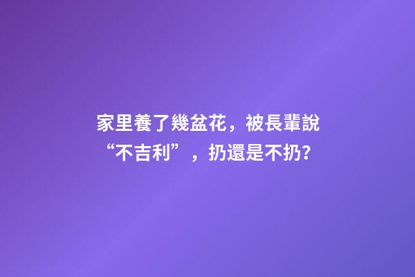家里養了幾盆花，被長輩說“不吉利”，扔還是不扔？