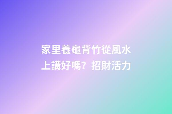 家里養龜背竹從風水上講好嗎？招財活力