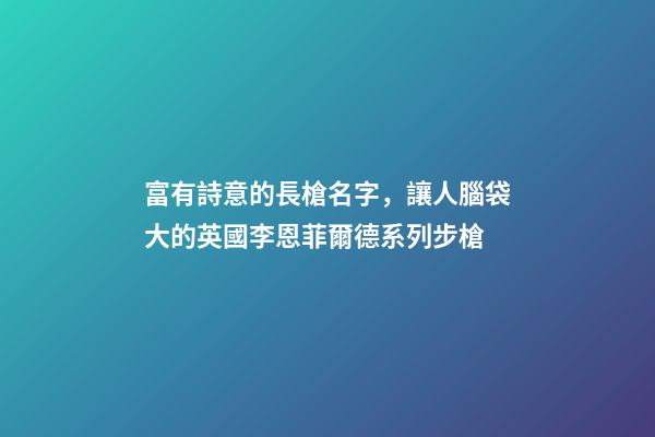 富有詩意的長槍名字，讓人腦袋大的英國李恩菲爾德系列步槍-第1張-觀點-玄機派