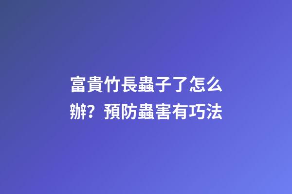 富貴竹長蟲子了怎么辦？預防蟲害有巧法