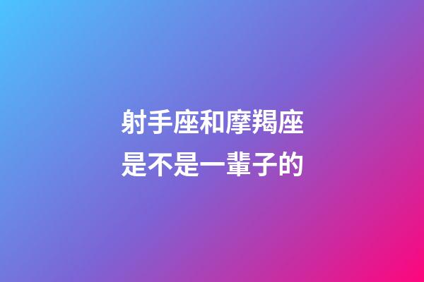 射手座和摩羯座是不是一輩子的-第1張-星座運勢-玄機派