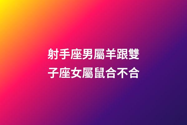 射手座男屬羊跟雙子座女屬鼠合不合-第1張-星座運勢-玄機派