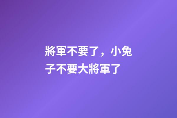 將軍不要了，小兔子不要大將軍了-第1張-觀點-玄機派
