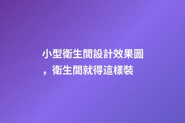 小型衛生間設計效果圖，衛生間就得這樣裝-第1張-觀點-玄機派