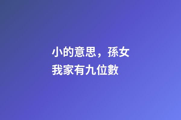 小的意思，孫女我家有九位數-第1張-觀點-玄機派
