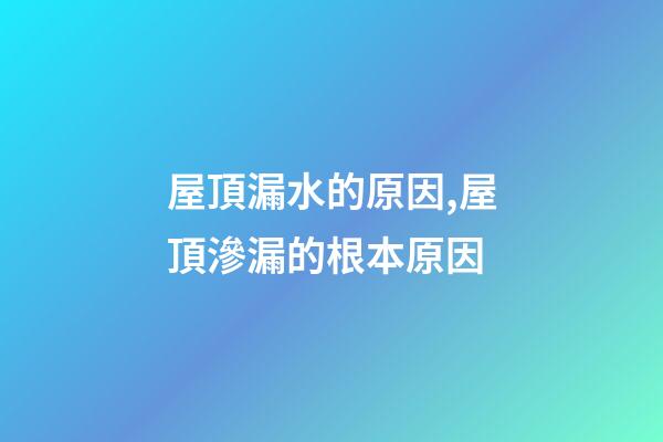 屋頂漏水的原因,屋頂滲漏的根本原因-第1張-觀點-玄機派