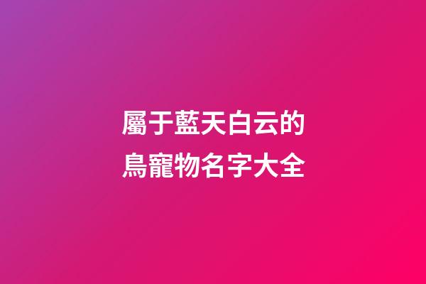 屬于藍天白云的鳥寵物名字大全