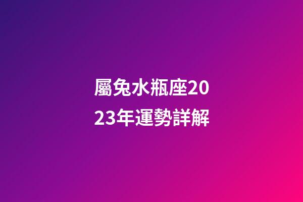 屬兔水瓶座2023年運勢詳解-第1張-星座運勢-玄機派