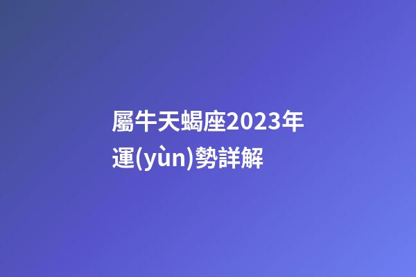 屬牛天蝎座2023年運(yùn)勢詳解-第1張-星座運(yùn)勢-玄機(jī)派