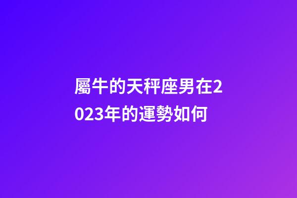 屬牛的天秤座男在2023年的運勢如何-第1張-星座運勢-玄機派