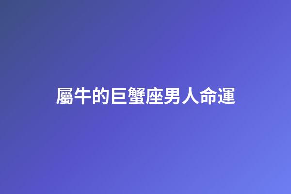 屬牛的巨蟹座男人命運