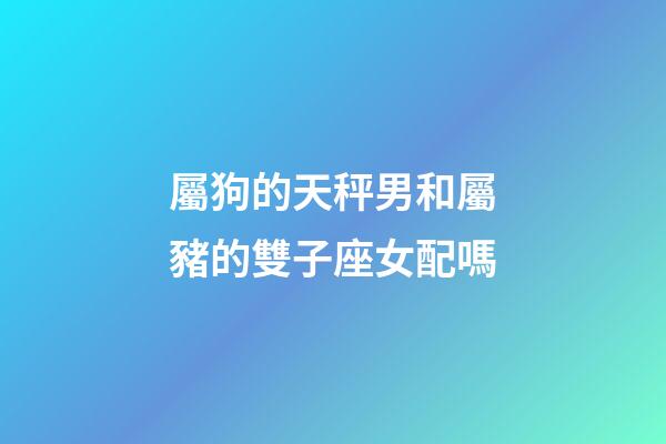 屬狗的天秤男和屬豬的雙子座女配嗎-第1張-星座運勢-玄機派