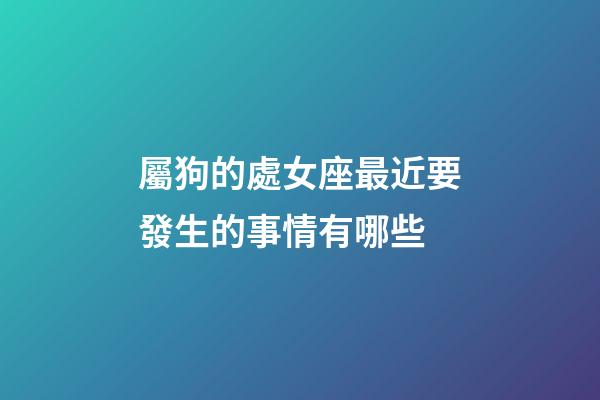 屬狗的處女座最近要發生的事情有哪些-第1張-星座運勢-玄機派