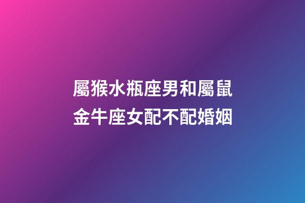 屬猴水瓶座男和屬鼠金牛座女配不配婚姻-第1張-星座運勢-玄機派