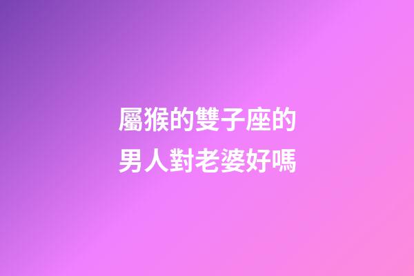 屬猴的雙子座的男人對老婆好嗎-第1張-星座運勢-玄機派