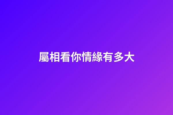 屬相看你情緣有多大