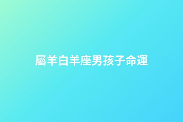 屬羊白羊座男孩子命運