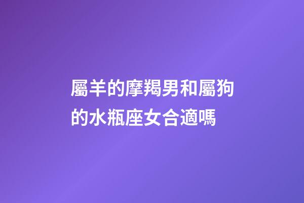 屬羊的摩羯男和屬狗的水瓶座女合適嗎-第1張-星座運勢-玄機派