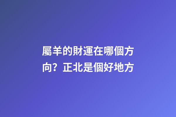 屬羊的財運在哪個方向？正北是個好地方