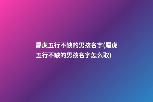 屬虎五行不缺的男孩名字(屬虎五行不缺的男孩名字怎么取)