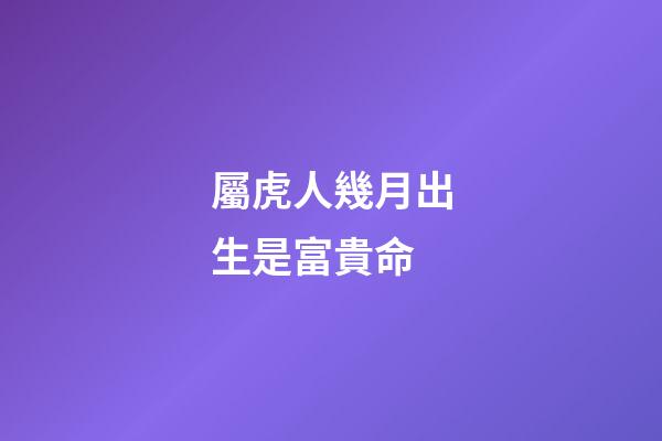 屬虎人幾月出生是富貴命