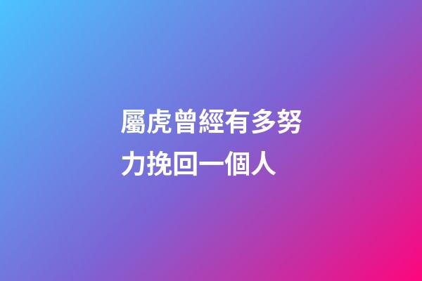 屬虎曾經有多努力挽回一個人