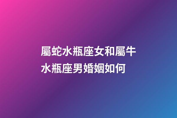 屬蛇水瓶座女和屬牛水瓶座男婚姻如何-第1張-星座運勢-玄機派