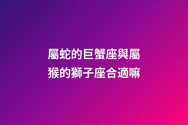 屬蛇的巨蟹座與屬猴的獅子座合適嘛