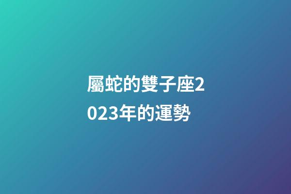 屬蛇的雙子座2023年的運勢