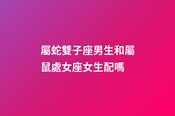 屬蛇雙子座男生和屬鼠處女座女生配嗎-第1張-星座運勢-玄機派