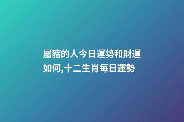 屬豬的人今日運勢和財運如何,十二生肖每日運勢-第1張-觀點-玄機派