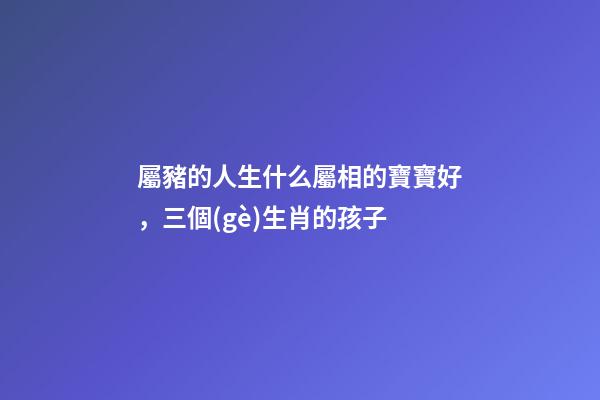 屬豬的人生什么屬相的寶寶好，三個(gè)生肖的孩子-第1張-觀點(diǎn)-玄機(jī)派