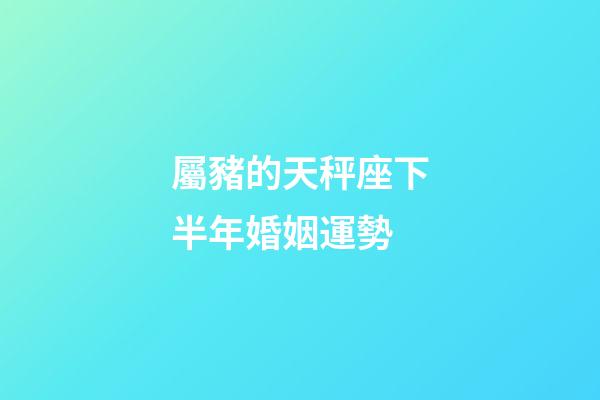 屬豬的天秤座下半年婚姻運勢-第1張-星座運勢-玄機派
