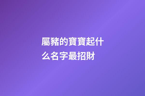 屬豬的寶寶起什么名字最招財