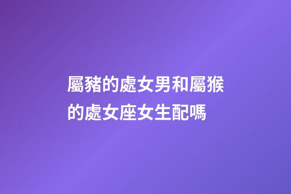屬豬的處女男和屬猴的處女座女生配嗎
