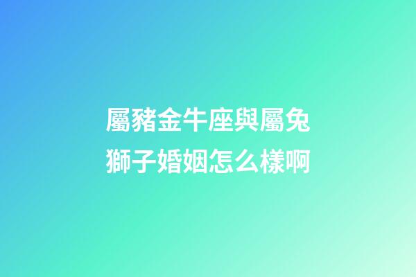 屬豬金牛座與屬兔獅子婚姻怎么樣啊