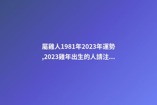 屬雞人1981年2023年運勢,2023雞年出生的人請注意!事業有機會-第1張-觀點-玄機派