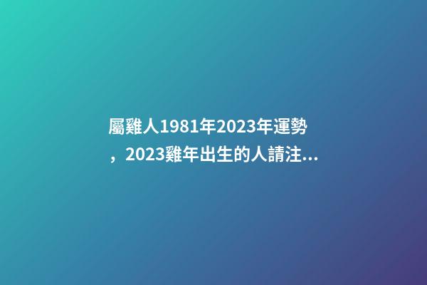 屬雞人1981年2023年運勢，2023雞年出生的人請注意!事業有機會-第1張-觀點-玄機派