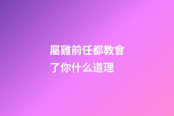屬雞前任都教會了你什么道理