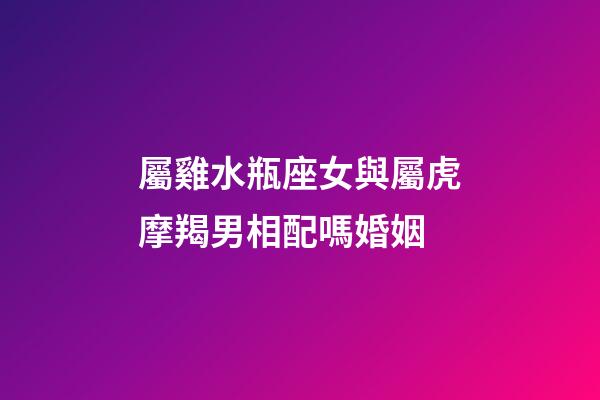 屬雞水瓶座女與屬虎摩羯男相配嗎婚姻-第1張-星座運勢-玄機派