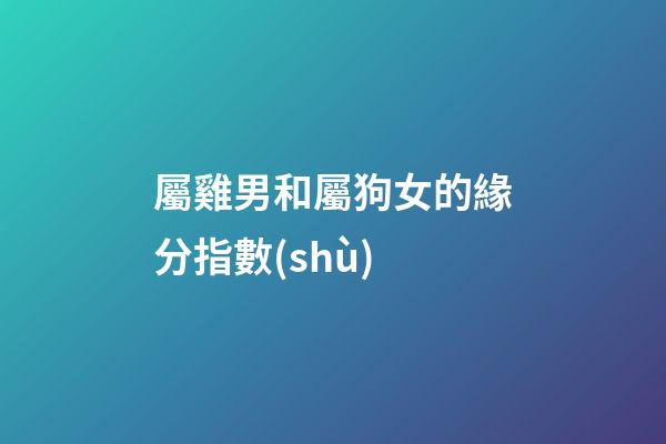 屬雞男和屬狗女的緣分指數(shù)