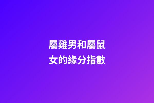 屬雞男和屬鼠女的緣分指數