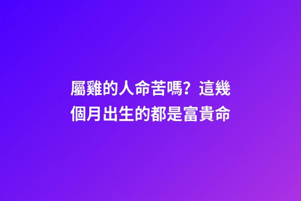 屬雞的人命苦嗎？這幾個月出生的都是富貴命
