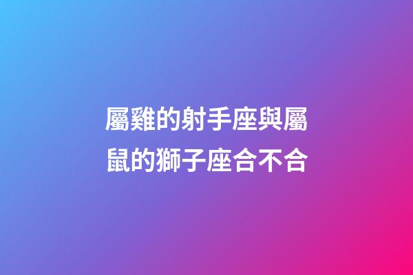屬雞的射手座與屬鼠的獅子座合不合-第1張-星座運勢-玄機派