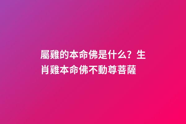 屬雞的本命佛是什么？生肖雞本命佛不動尊菩薩