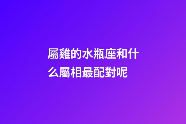 屬雞的水瓶座和什么屬相最配對呢-第1張-星座運勢-玄機派