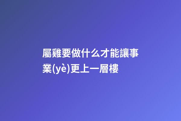 屬雞要做什么才能讓事業(yè)更上一層樓