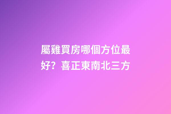 屬雞買房哪個方位最好？喜正東南北三方